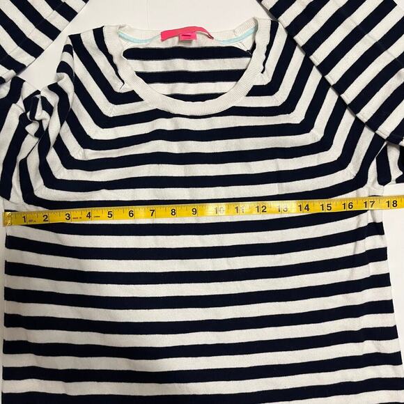 Lilly Pulitzer Dinah Sweater‎ Navy White Striped Size Large Preppy Nautical - Picture 10 of 10